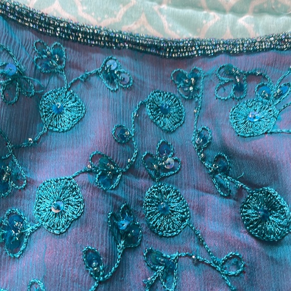 Papel boutique evening, silk floral beaded strapless gown - Picture 11 of 12